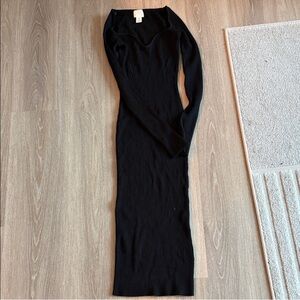 H&M Black Ribbed Long Sleeve Dress